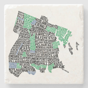 Bronx New York City Typografische Map Stenen Onderzetter