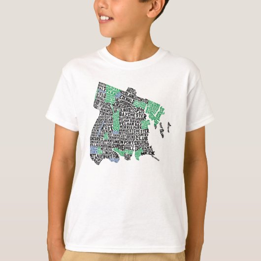 Bronx New York City Typografische Map T-shirt (Voorkant)