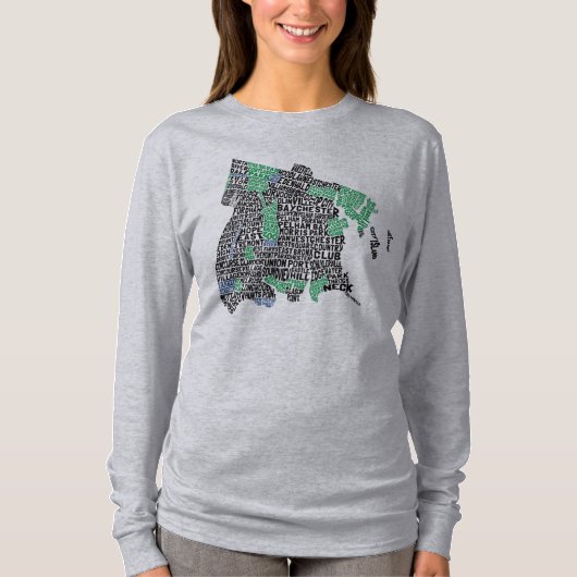 Bronx New York City Typografische Map T-shirt (Voorkant)