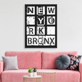 Bronx New York | Grunge Typografie Canvas Afdruk (Insitu (Woonkamer))