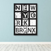 Bronx New York | Grunge Typografie Canvas Afdruk (Insitu (Houten vloer))