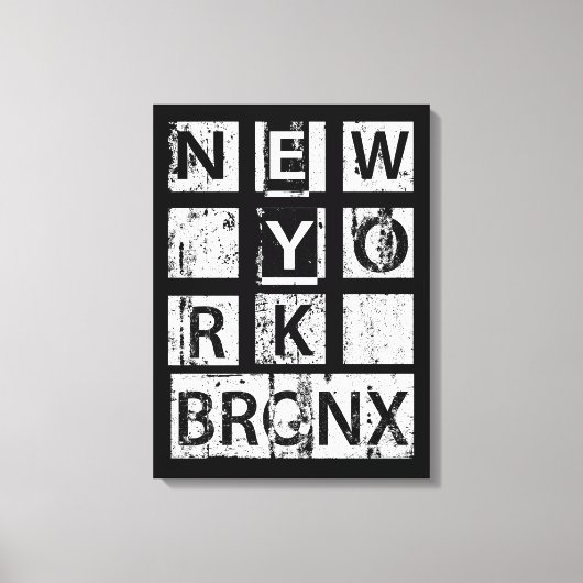 Bronx New York | Grunge Typografie Canvas Afdruk (Voorkant)
