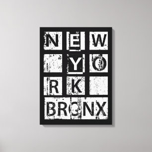 Bronx New York   Grunge Typografie Canvas Afdruk