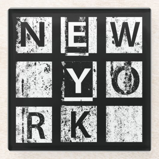Bronx New York | Grunge Typografie Glazen Onderzetter (Voorkant)