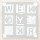 Bronx New York | Grunge Typografie Glazen Onderzetter (Achterkant)