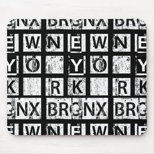 Bronx New York | Grunge Typografie Muismat (Voorkant)