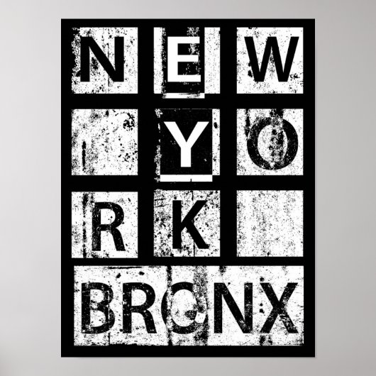 Bronx New York | Grunge Typografie Poster (Voorkant)