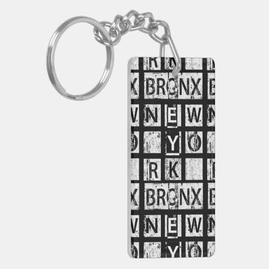 Bronx New York | Grunge Typografie Sleutelhanger (Voorkant Links)