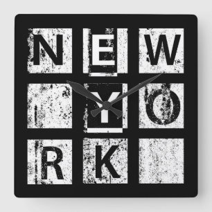 Bronx New York   Grunge Typografie Vierkante Klok
