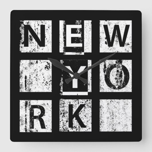 Bronx New York | Grunge Typografie Vierkante Klok (Voorkant)