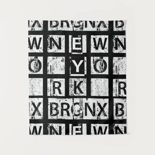 Bronx New York | Grunge Typografie Wandkleed (Voorkant)