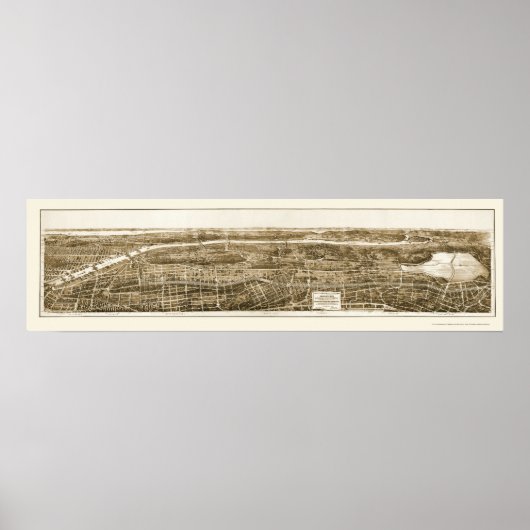 Bronx, NY Panoramic Map - 1897 Poster (Voorkant)