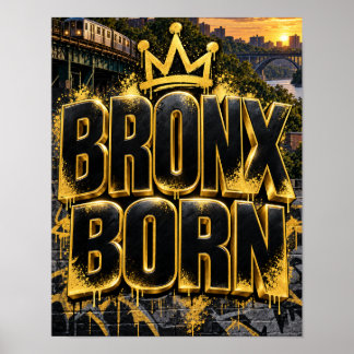 Bronx NYC Geboren Gouden Letters Poster