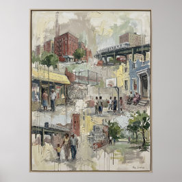 Bronx Streetleven Impasto Schilderij Poster