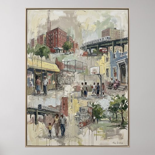 Bronx Streetleven Impasto Schilderij Poster (Voorkant)