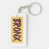 Bronx Text Base Design on Yellow Background Sleutelhanger (achterkant)