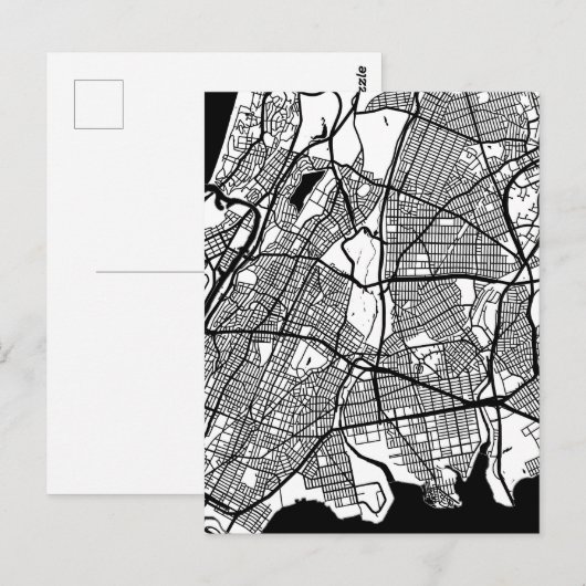 Bronx USA City Map Briefkaart (Voorkant / Achterkant)