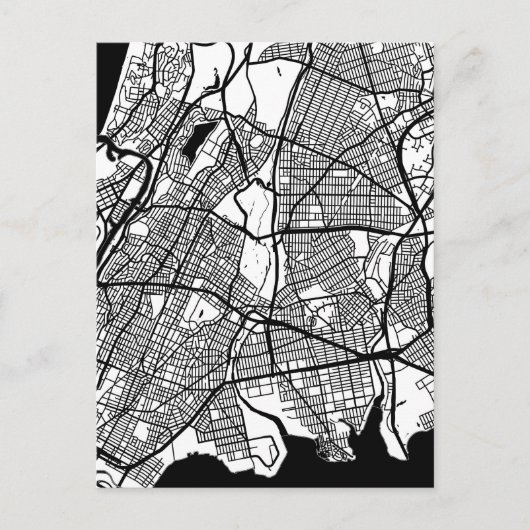 Bronx USA City Map Briefkaart (Voorkant)