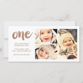 Bronze 1ST Birthday White 3 Lijst Fotokaart