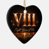 Bronze 8th Anniversary Heart-Shape Custom Ornament (Rechts)