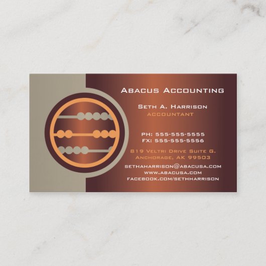 Bronze Abacus Accounting Visitekaartjes (Voorkant)