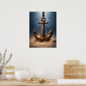 Bronze Anchor Underwater Ocean Poster (Keuken)