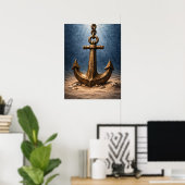 Bronze Anchor Underwater Ocean Poster (Thuiskantoor)