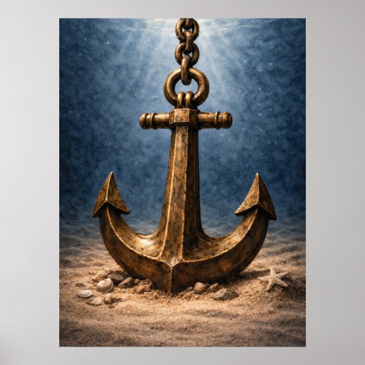 Bronze Anchor Underwater Ocean Poster (Voorkant)