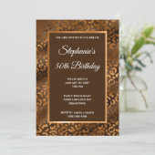 Bronze and Brown Folie Leopard Glam 50th Birthday Kaart (Staand voorkant)