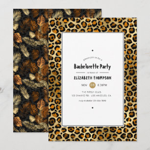 Bronze and Gold Leopard Bachelorette Party Kaart