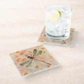 Bronze and Green Dragonfly op  Ephemera Glazen Onderzetter (Schuin)