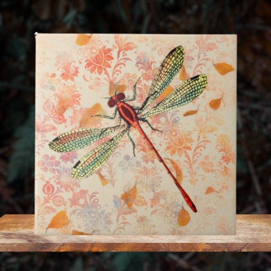Bronze and Green Dragonfly op  Ephemera Tegeltje