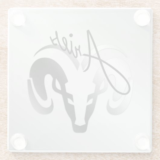 Bronze Aries de ringdierentuin Glazen Onderzetter (Achterkant)