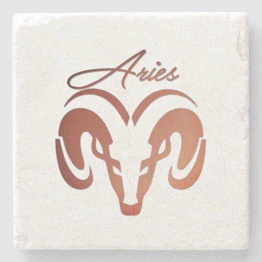 Bronze Aries de ringdierentuin Stenen Onderzetter (Voorkant)