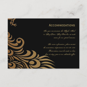 Bronze Art Deco Peacock en Floral Accomodations Informatiekaartje