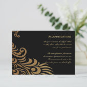 Bronze Art Deco Peacock en Floral Accomodations Informatiekaartje (Staand voorkant)