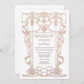 Bronze Art Nouveau Lijst Huwelijksuitnodiging Kaart (Voorkant / Achterkant)