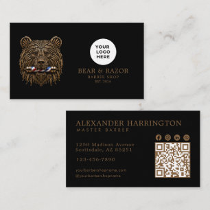 Bronze Bear Professional Barbershop Qr Code Visitekaartje