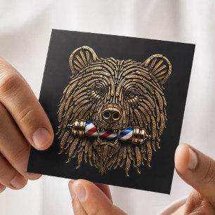 Bronze Beer Scheermesier Kapperszaak Logo Kapper Vierkante Visitekaartje