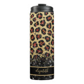 Bronze Black en Gold Leopard Thermal Tumbler Thermosbeker (Voorkant)