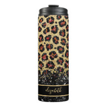 Bronze Black en Gold Leopard Thermal Tumbler