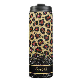 Bronze Black en Gold Leopard Thermal Tumbler Thermosbeker