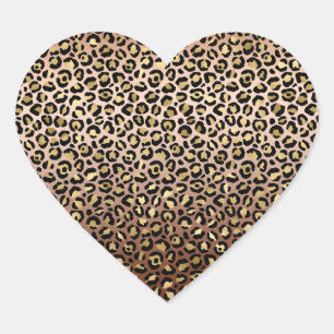 Bronze Black Gold Ombre Leopard Print Hart Sticker