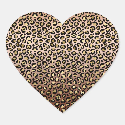 Bronze Black Gold Ombre Leopard Print Hart Sticker (Voorkant)