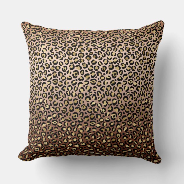 Bronze Black Gold Ombre Leopard Print     Kussen (Voorkant)