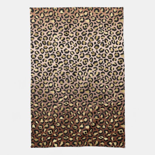 Bronze Black Gold Ombre Leopard Print           Theedoek (Verticaal)
