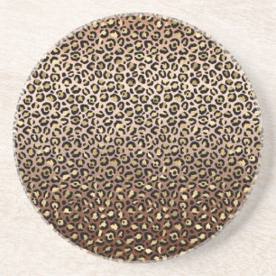 Bronze Black Gold Ombre Leopard Print Zandsteen Onderzetter