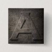 Bronze Black Metal A Monogram Square Button (Voorkant)