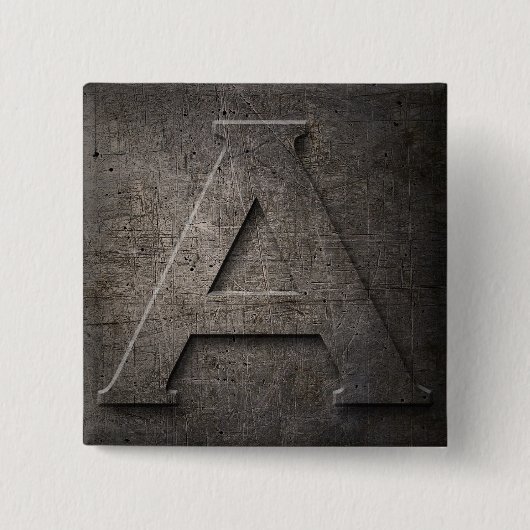 Bronze Black Metal A Monogram Square Button (Voorkant)