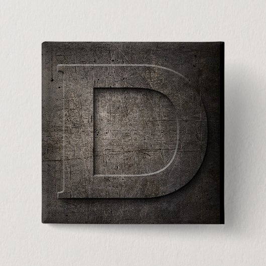 Bronze Black Metal D Monogram Square Button (Voorkant)